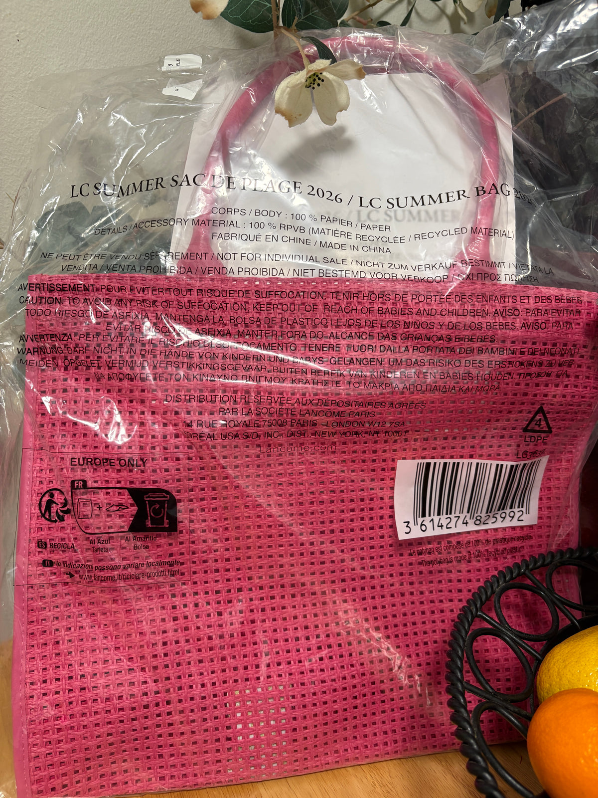 Lancome LC Summer Bag 2026 Pink Beach Bag Tote, Limited Edition,Sealed,Brand New