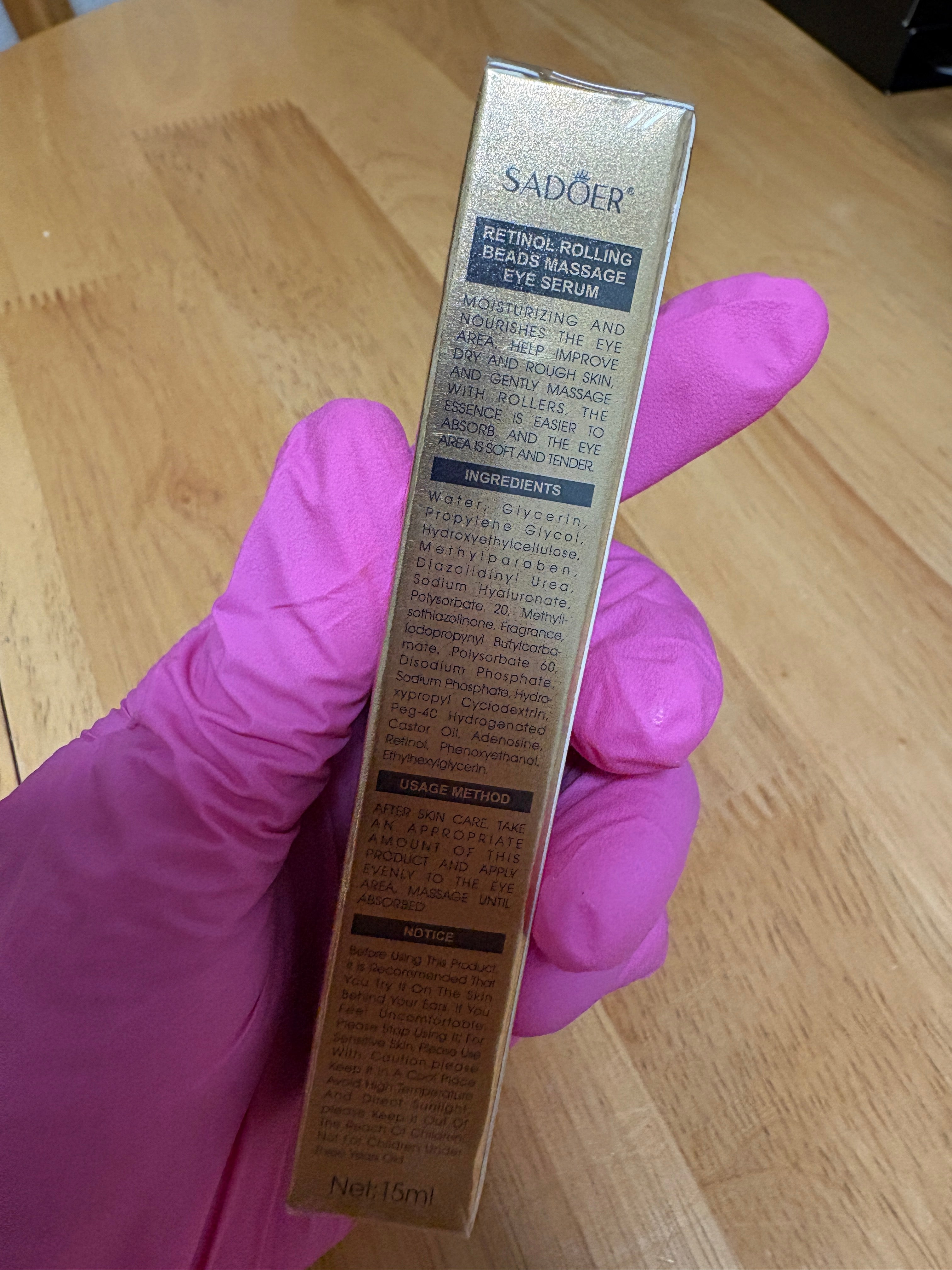 Sadoer Retinol Rolling Beads Massage Eye Serum, 0.52oz, BNIB, Sealed, exp:8/2028
