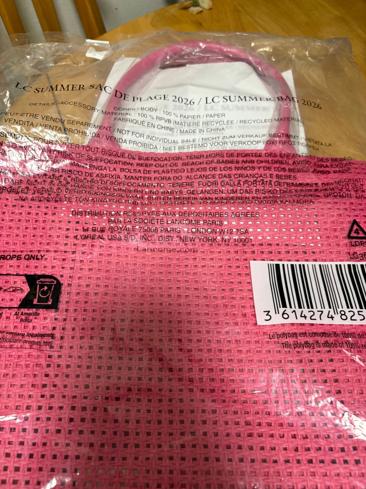 Lancome LC Summer Bag 2026 Pink Beach Bag Tote, Limited Edition,Sealed,Brand New