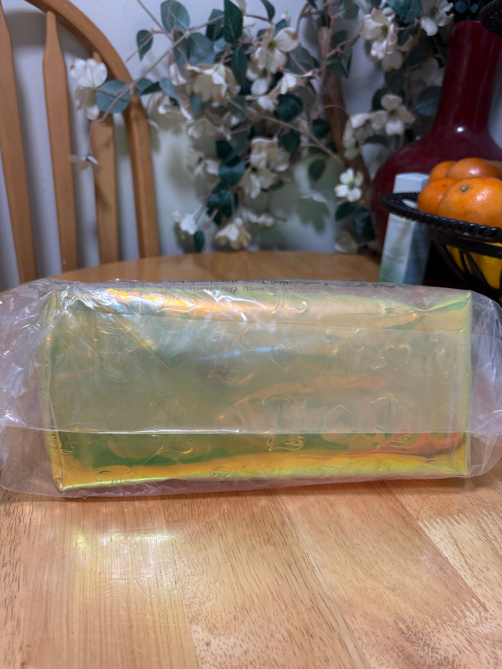 Juicy Couture Travel Cosmetic Bag ~ Iridescent Neon Yellow, 12x8in, BNWT, SEALED
