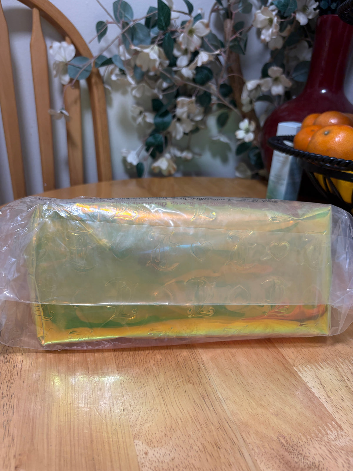 Juicy Couture Travel Cosmetic Bag ~ Iridescent Neon Yellow, 12x8in, BNWT, SEALED
