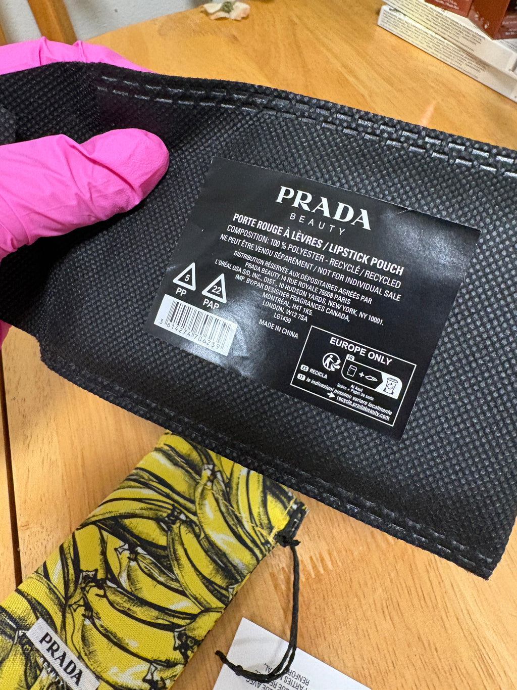 2pc Prada Bundle,MINI Lip Balm 0.04oz, U002 Banana Yellow& Limited Edition Pouch