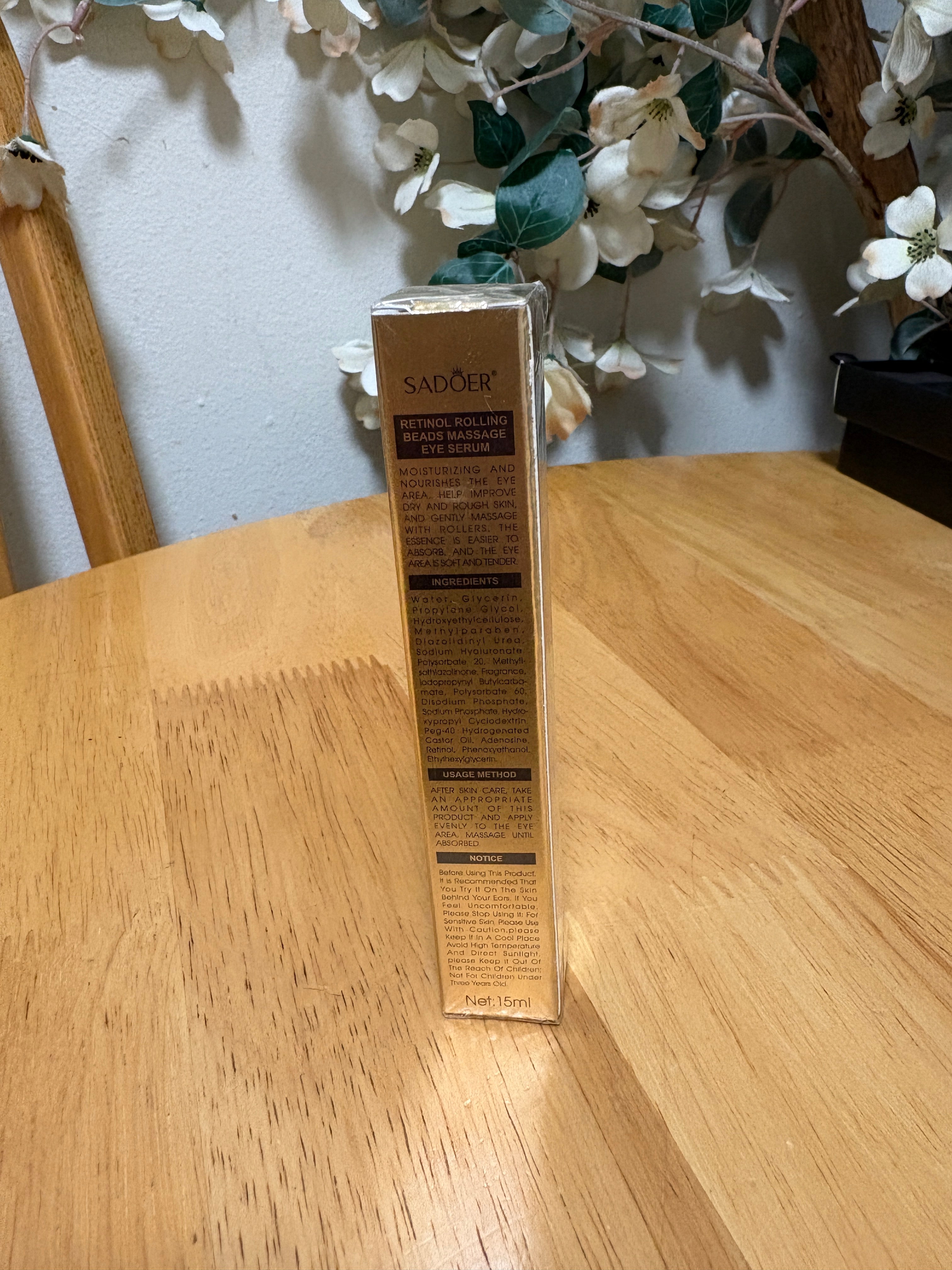 Sadoer Retinol Rolling Beads Massage Eye Serum, 0.52oz, BNIB, Sealed, exp:8/2028